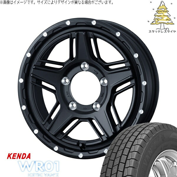 ケンダ アイステックバン WR01 195/80R15 ＋ マッドヴァンス07 フルマットブラック 15インチ 6J ±0 5H139.7P スタッドレス・ホイール4本セット。1枚目。