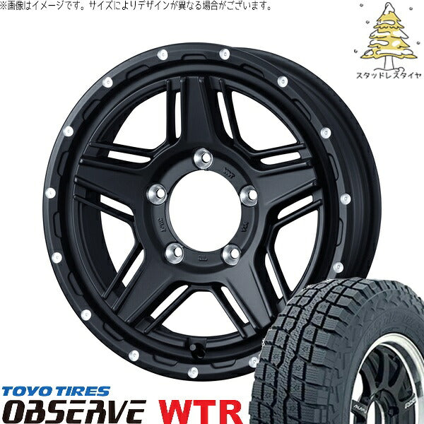 トーヨータイヤ オブザーブ W/T-R 185/85R16 ＋ マッドヴァンス07 フルマットブラック 16インチ 5.5J +22 5H139.7P スタッドレス・ホイール4本セット。1枚目。