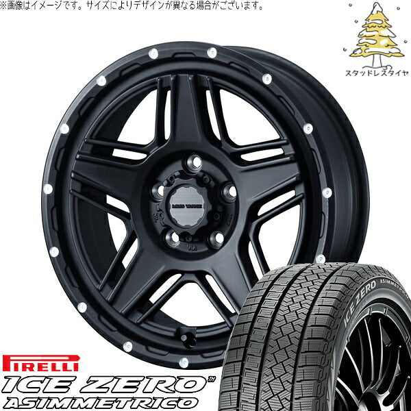 ピレリ アイスゼロアシンメトリコ 205/55R17 ＋ マッドヴァンス07 フルマットブラック 17インチ 7J +40 5H114.3P スタッドレス・ホイール4本セット。1枚目。
