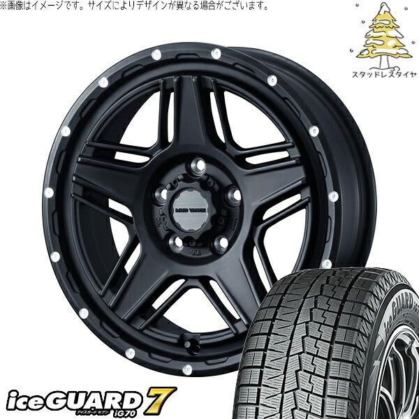 ヨコハマタイヤ アイスガードセブン IG70 225/55R17 ＋ マッドヴァンス07 フルマットブラック 17インチ 7J +40 5H114.3P スタッドレス・ホイール4本セット。1枚目。