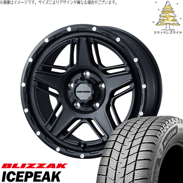 ブリヂストン ブリザック ICEPEAK 175/80R16 ＋ マッドヴァンス07 フルマットブラック 16インチ 7J +38 5H114.3P スタッドレス・ホイール4本セット。1枚目。
