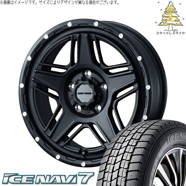 グッドイヤー アイスナビ7 215/50R17 ＋ マッドヴァンス07 フルマットブラック 17インチ 7J +40 5H114.3P スタッドレス・ホイール4本セット。1枚目。