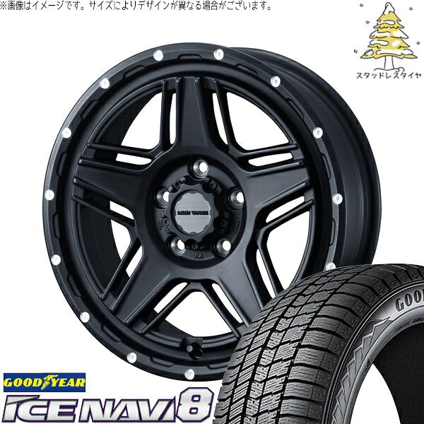 グッドイヤー アイスナビ8 205/65R16 ＋ マッドヴァンス07 フルマットブラック 16インチ 7J +38 5H114.3P スタッドレス・ホイール4本セット。1枚目。