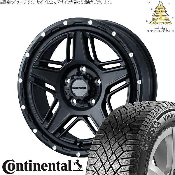 コンチネンタル バイキングコンタクト7 225/55R17 ＋ マッドヴァンス07 フルマットブラック 17インチ 7J +40 5H114.3P スタッドレス・ホイール4本セット。1枚目。