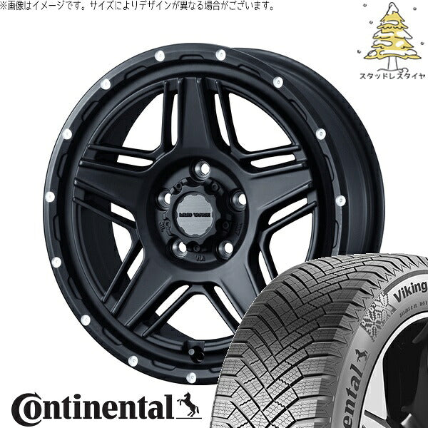 コンチネンタル バイキングコンタクト8 225/65R17 ＋ マッドヴァンス07 フルマットブラック 17インチ 7J +40 5H114.3P スタッドレス・ホイール4本セット。1枚目。