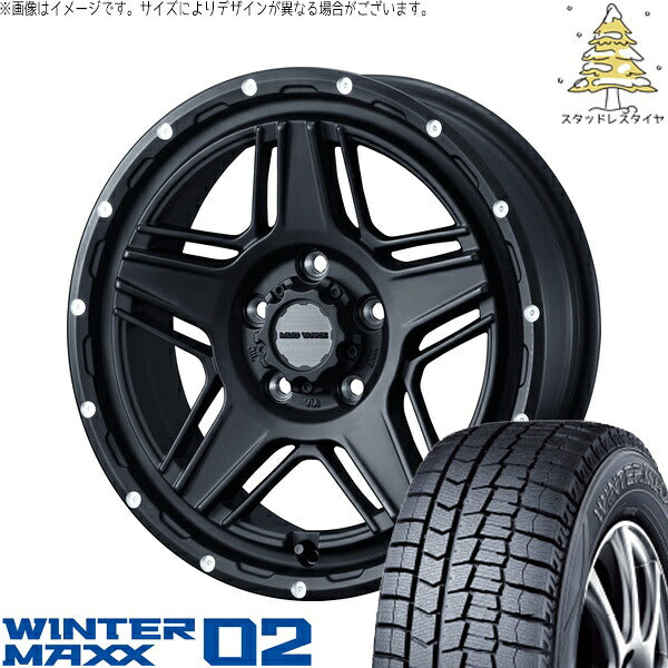 ダンロップ ウィンターマックス02 225/60R17 ＋ マッドヴァンス07 フルマットブラック 17インチ 7J +40 5H114.3P スタッドレス・ホイール4本セット。1枚目。