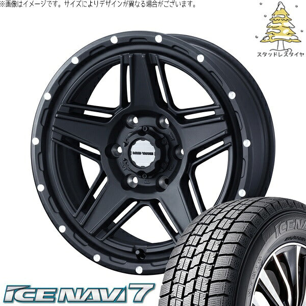 グッドイヤー アイスナビ7 215/70R15 ＋ マッドヴァンス07 フルマットブラック 15インチ 6J +33 6H139.7P スタッドレス・ホイール4本セット。1枚目。