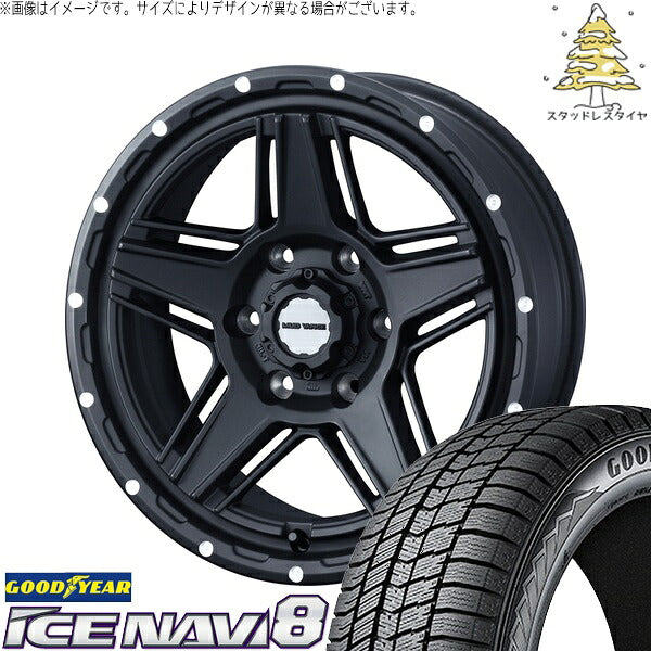 グッドイヤー アイスナビ8 215/60R17 ＋ マッドヴァンス07 フルマットブラック 17インチ 6.5J +38 6H139.7P スタッドレス・ホイール4本セット。1枚目。