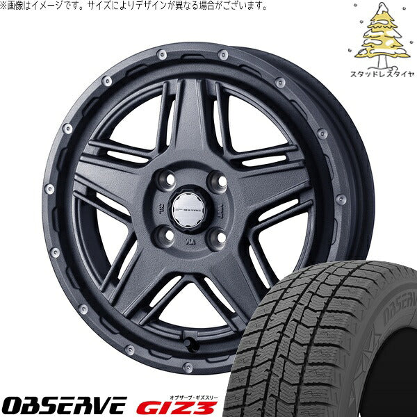 トーヨータイヤ オブザーブ GIZ3 165/60R15 ＋ マッドヴァンス07 フリントグレー 15インチ 4.5J +45 4H100P スタッドレス・ホイール4本セット。1枚目。