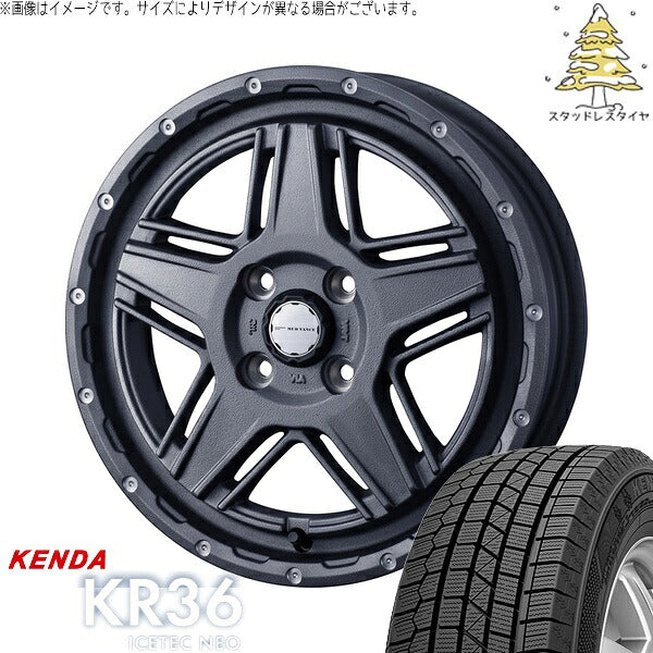 ケンダ アイステックネオ KR36 165/55R14 ＋ マッドヴァンス07 フリントグレー 14インチ 4.5J +45 4H100P スタッドレス・ホイール4本セット。1枚目。