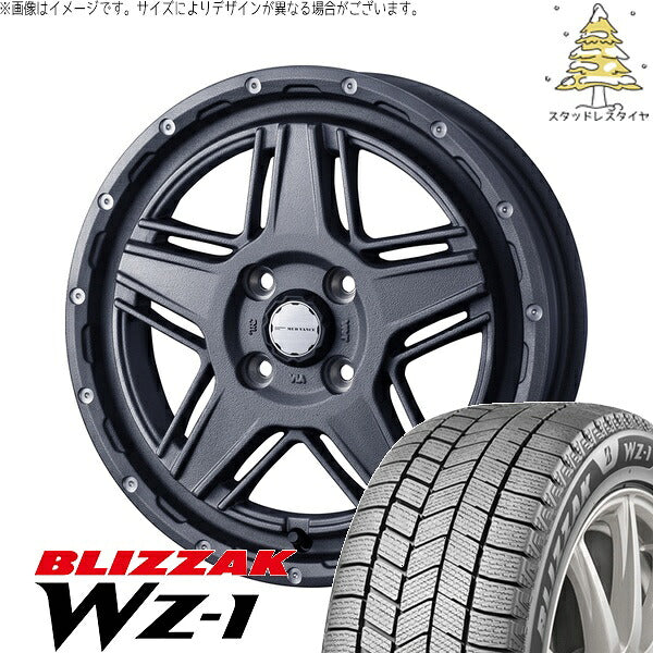 ブリヂストン ブリザック WZ-1 165/65R14 ＋ マッドヴァンス07 フリントグレー 14インチ 4.5J +45 4H100P スタッドレス・ホイール4本セット。1枚目。