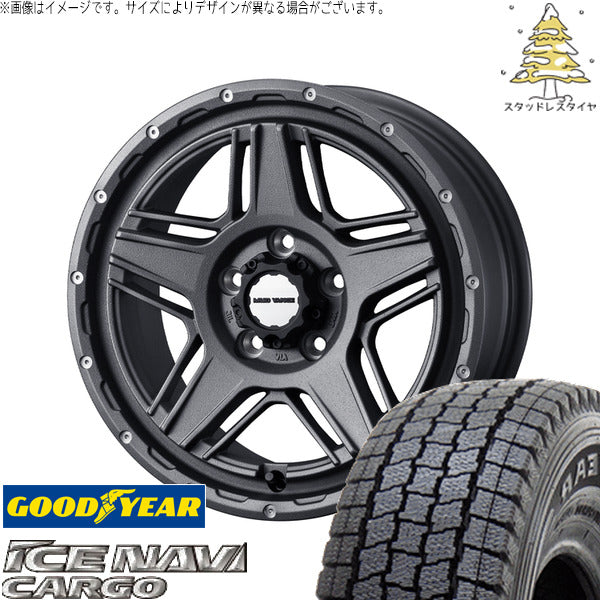 グッドイヤー アイスナビカーゴ 195/80R15 ＋ マッドヴァンス07 フリントグレー 15インチ 6J ±0 5H139.7P スタッドレス・ホイール4本セット。1枚目。
