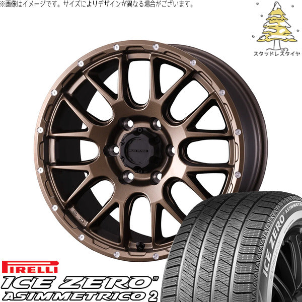 ピレリ アイスゼロアシンメトリコ2 215/65R16 ＋ マッドヴァンス08 マットブロンズ 16インチ 6.5J +38 6H139.7P スタッドレス・ホイール4本セット。1枚目。