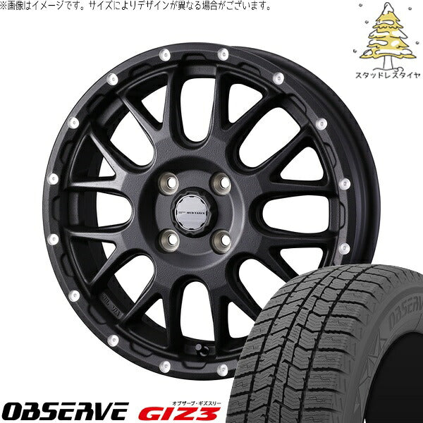 トーヨータイヤ オブザーブ GIZ3 165/65R14 ＋ マッドヴァンス08 フリントブラック 14インチ 5J +35 4H100P スタッドレス・ホイール4本セット。1枚目。