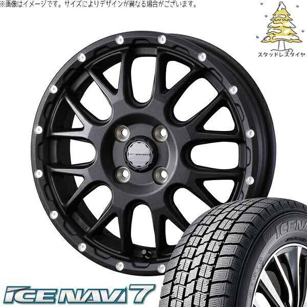 グッドイヤー アイスナビ7 165/55R14 ＋ マッドヴァンス08 フリントブラック 14インチ 4.5J +45 4H100P スタッドレス・ホイール4本セット。1枚目。