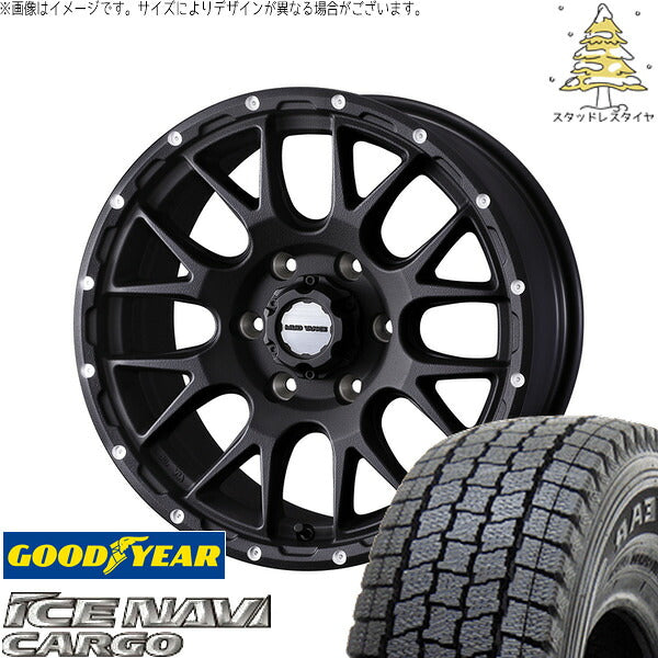 グッドイヤー アイスナビカーゴ 155/80R14 ＋ マッドヴァンス08 フリントブラック 14インチ 5J +35 4H100P スタッドレス・ホイール4本セット。1枚目。