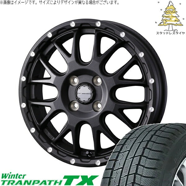 トーヨータイヤ ウィンタートランパス TX 165/55R15 ＋ マッドヴァンス08 フリントブラック 15インチ 4.5J +45 4H100P スタッドレス・ホイール4本セット。1枚目。