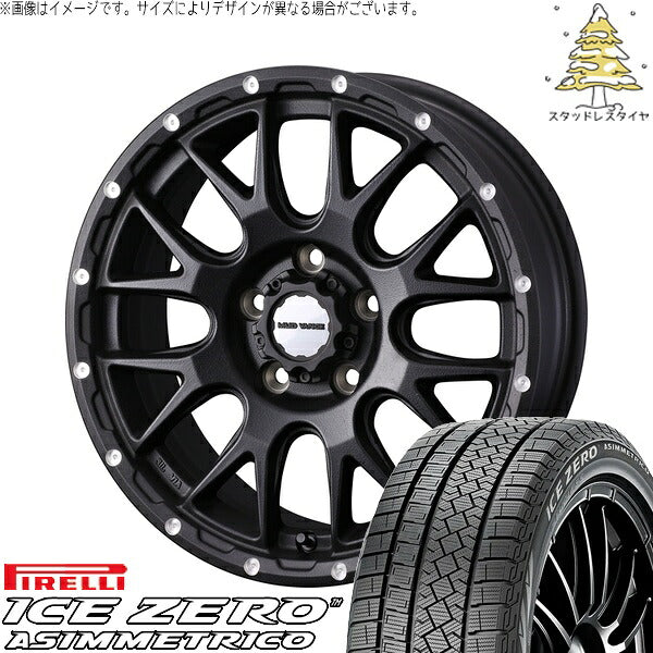 ピレリ アイスゼロアシンメトリコ 225/50R18 ＋ マッドヴァンス08 フリントブラック 18インチ 7.5J +35 5H114.3P スタッドレス・ホイール4本セット。1枚目。