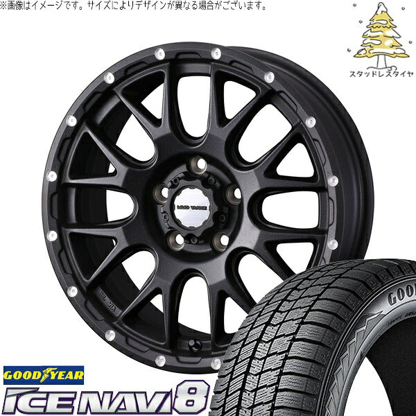 グッドイヤー アイスナビ8 225/45R18 ＋ マッドヴァンス08 フリントブラック 18インチ 7.5J +35 5H114.3P スタッドレス・ホイール4本セット。1枚目。
