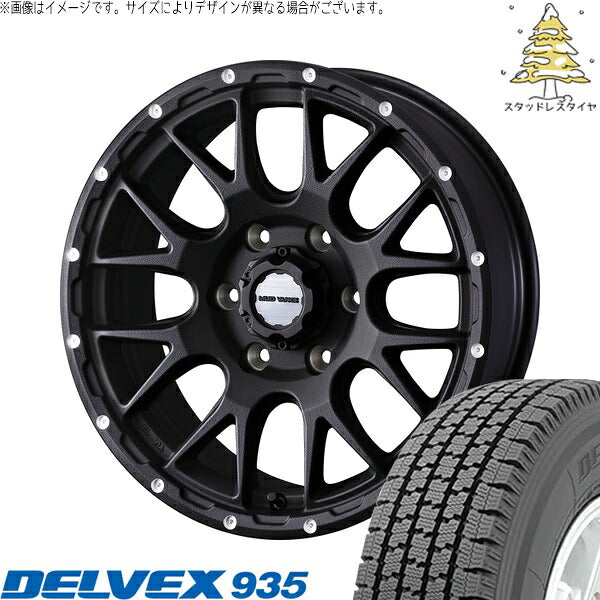トーヨータイヤ デルベックス 935 195/80R15 ＋ マッドヴァンス08 フリントブラック 15インチ 6J +33 6H139.7P スタッドレス・ホイール4本セット。1枚目。