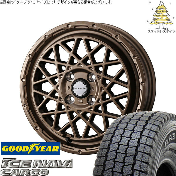 グッドイヤー アイスナビカーゴ 155/80R14 ＋ マッドヴァンス09 マットブロンズ 14インチ 5J +35 4H100P スタッドレス・ホイール4本セット。1枚目。
