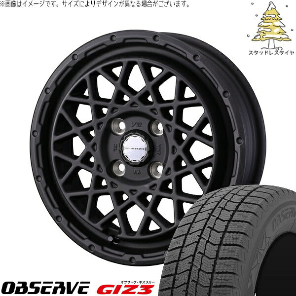 トーヨータイヤ オブザーブ GIZ3 165/70R14 ＋ マッドヴァンス09 フルマットブラック 14インチ 4.5J +45 4H100P スタッドレス・ホイール4本セット。1枚目。