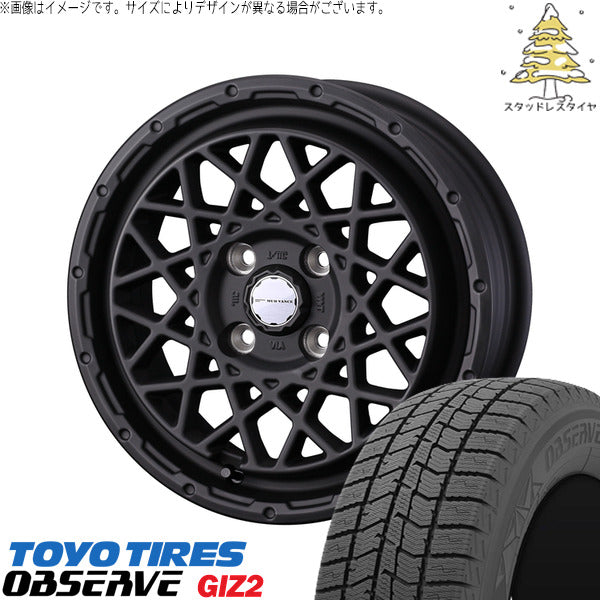 トーヨータイヤ OBSERVE 165/65R15 ＋ マッドヴァンス09 フルマットブラック 15インチ 4.5J +45 4H100P スタッドレス・ホイール4本セット。1枚目。