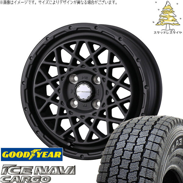 グッドイヤー アイスナビカーゴ 155/80R14 ＋ マッドヴァンス09 フルマットブラック 14インチ 5J +35 4H100P スタッドレス・ホイール4本セット。1枚目。