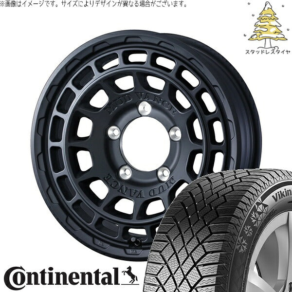 コンチネンタル バイキングコンタクト7 215/70R16 ＋ マッドヴァンスX タイプF フルマットブラック 16インチ 6J -5 5H139.7P スタッドレス・ホイール4本セット。1枚目。