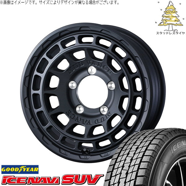 グッドイヤー アイスナビ SUV 225/70R16 ＋ マッドヴァンスX タイプF フルマットブラック 16インチ 7J +35 5H114.3P スタッドレス・ホイール4本セット。1枚目。