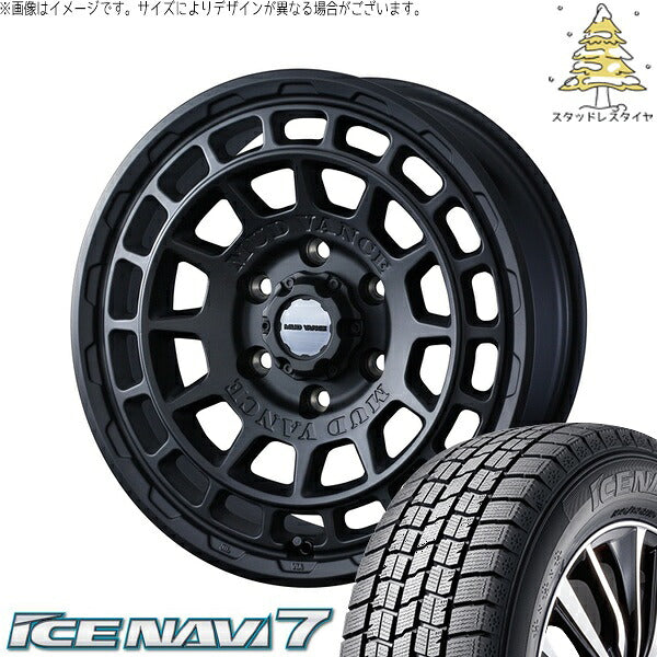 グッドイヤー アイスナビ7 165/70R14 ＋ マッドヴァンスX タイプF フルマットブラック 14インチ 4.5J +45 4H100P スタッドレス・ホイール4本セット。1枚目。