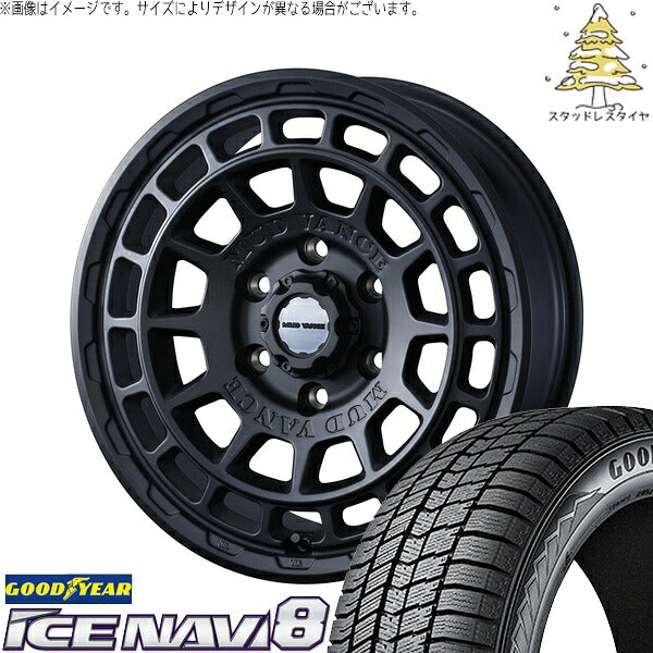 グッドイヤー アイスナビ8 165/60R14 ＋ マッドヴァンスX タイプF フルマットブラック 14インチ 4.5J +45 4H100P スタッドレス・ホイール4本セット。1枚目。