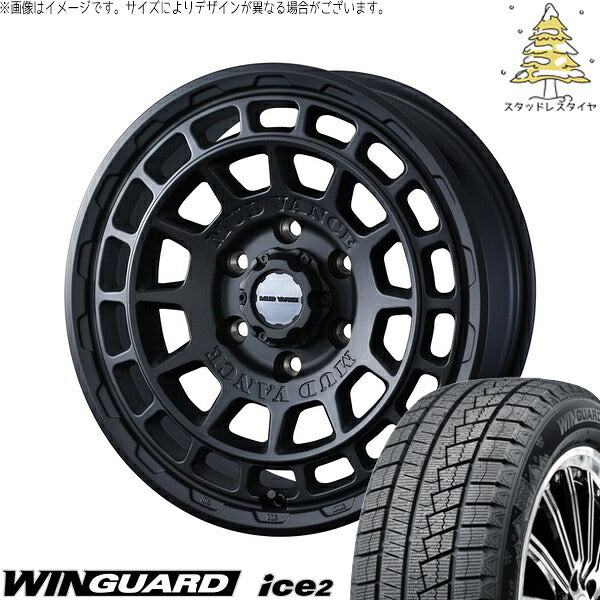 ネクセン ウィンガード アイス2 165/55R14 ＋ マッドヴァンスX タイプF フルマットブラック 14インチ 4.5J +45 4H100P スタッドレス・ホイール4本セット。1枚目。