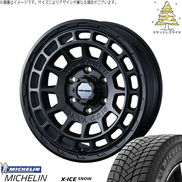 ミシュラン エックスアイス スノー 215/65R16 ＋ マッドヴァンスX タイプF フルマットブラック 16インチ 6.5J +38 6H139.7P スタッドレス・ホイール4本セット。1枚目。