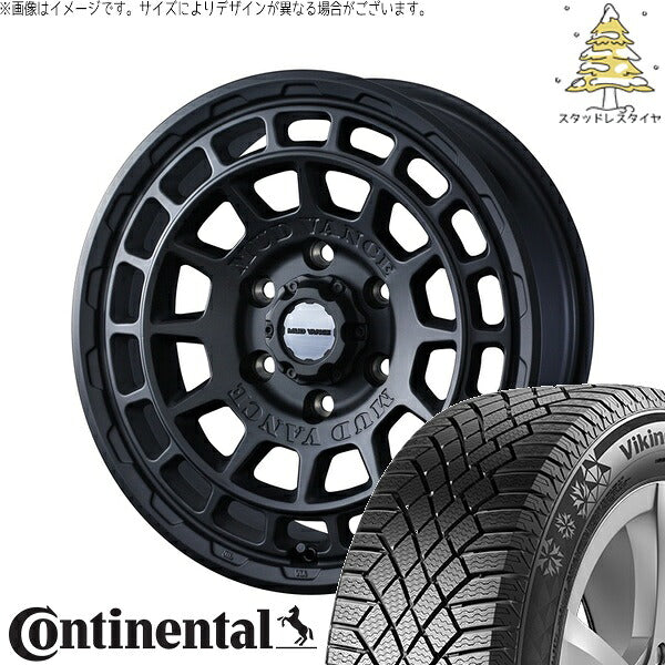 コンチネンタル バイキングコンタクト7 215/70R16 ＋ マッドヴァンスX タイプF フルマットブラック 16インチ 7J +35 5H114.3P スタッドレス・ホイール4本セット。1枚目。