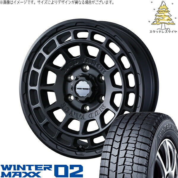 ダンロップ ウィンターマックス02 165/65R14 ＋ マッドヴァンスX タイプF フルマットブラック 14インチ 5J +30 4H100P スタッドレス・ホイール4本セット。1枚目。