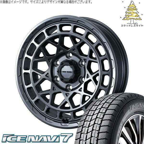 グッドイヤー アイスナビ7 165/55R15 ＋ マッドヴァンスX タイプM マットガンメタ 15インチ 4.5J +45 4H100P スタッドレス・ホイール4本セット。1枚目。