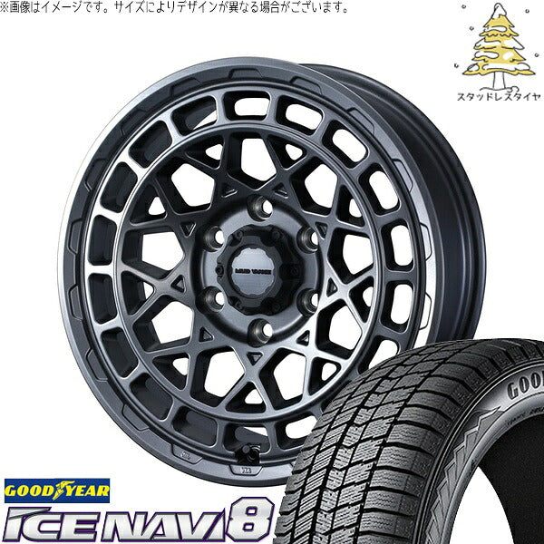 グッドイヤー アイスナビ8 225/60R17 ＋ マッドヴァンスX タイプM マットガンメタ 17インチ 7J +38 5H114.3P スタッドレス・ホイール4本セット。1枚目。