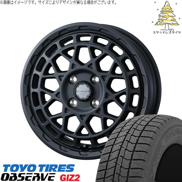 トーヨータイヤ OBSERVE 165/55R14 ＋ マッドヴァンスX タイプM フルマットブラック 14インチ 4.5J +45 4H100P スタッドレス・ホイール4本セット。1枚目。