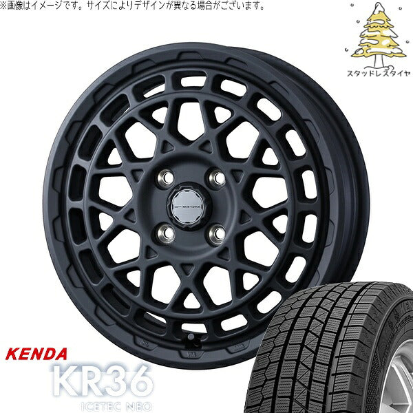 ケンダ アイステックネオ KR36 165/50R15 ＋ マッドヴァンスX タイプM フルマットブラック 15インチ 4.5J +45 4H100P スタッドレス・ホイール4本セット。1枚目。
