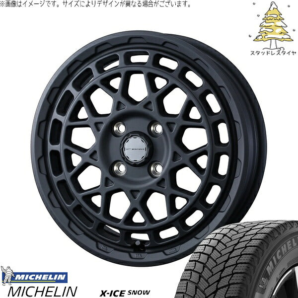 ミシュラン エックスアイス スノー 165/55R15 ＋ マッドヴァンスX タイプM フルマットブラック 15インチ 4.5J +45 4H100P スタッドレス・ホイール4本セット。1枚目。