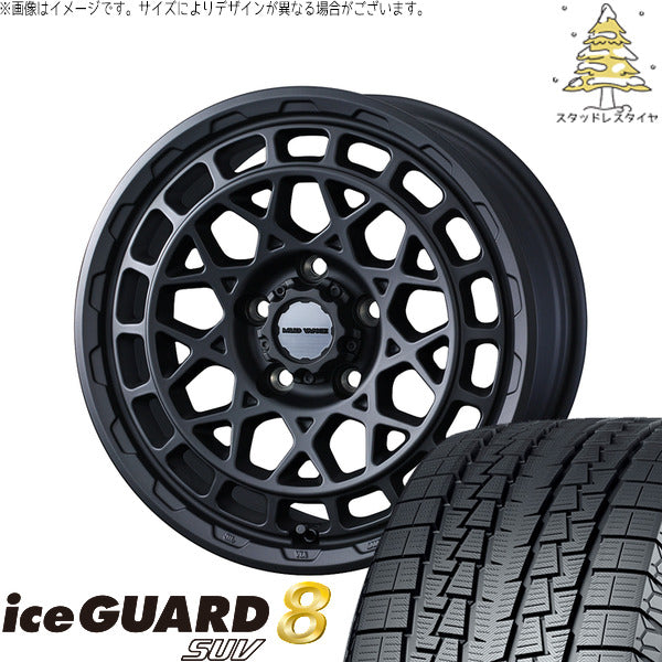 ヨコハマタイヤ アイスガード8 SUV 225/70R16 ＋ マッドヴァンスX タイプM フルマットブラック 16インチ 5.5J +22 5H139.7P スタッドレス・ホイール4本セット。1枚目。