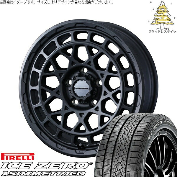 ピレリ アイスゼロアシンメトリコ 215/50R17 ＋ マッドヴァンスX タイプM フルマットブラック 17インチ 7J +38 5H114.3P スタッドレス・ホイール4本セット。1枚目。