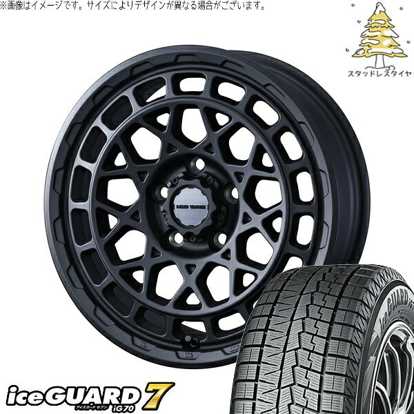 ヨコハマタイヤ アイスガードセブン IG70 215/60R17 ＋ マッドヴァンスX タイプM フルマットブラック 17インチ 7J +38 5H114.3P スタッドレス・ホイール4本セット。1枚目。