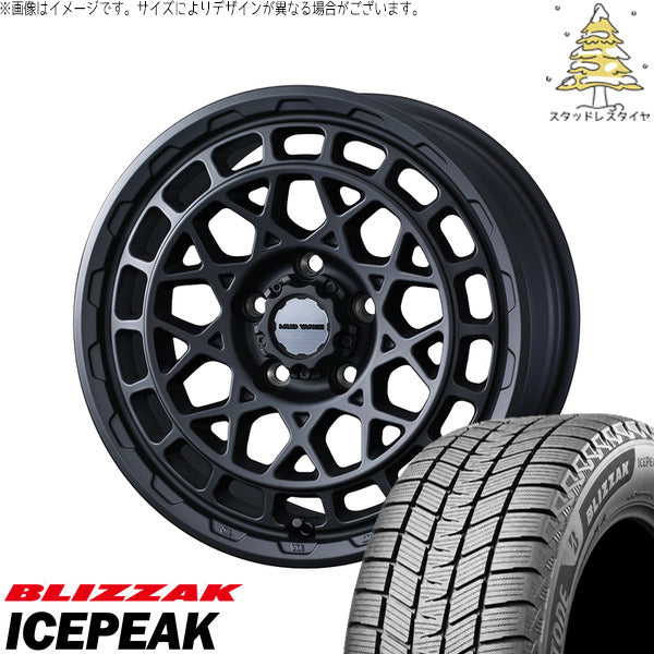 ブリヂストン ブリザック ICEPEAK 215/70R16 ＋ マッドヴァンスX タイプM フルマットブラック 16インチ 7J +35 5H114.3P スタッドレス・ホイール4本セット。1枚目。