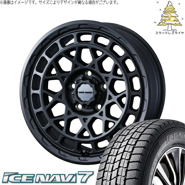 グッドイヤー アイスナビ7 215/40R18 ＋ マッドヴァンスX タイプM フルマットブラック 18インチ 7.5J +35 5H114.3P スタッドレス・ホイール4本セット。1枚目。