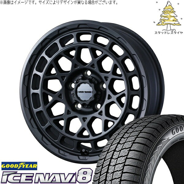 グッドイヤー アイスナビ8 215/65R16 ＋ マッドヴァンスX タイプM フルマットブラック 16インチ 7J +35 5H114.3P スタッドレス・ホイール4本セット。1枚目。