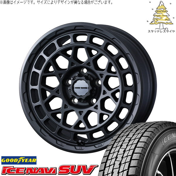 グッドイヤー アイスナビ SUV 225/70R16 ＋ マッドヴァンスX タイプM フルマットブラック 16インチ 7J +35 5H114.3P スタッドレス・ホイール4本セット。1枚目。