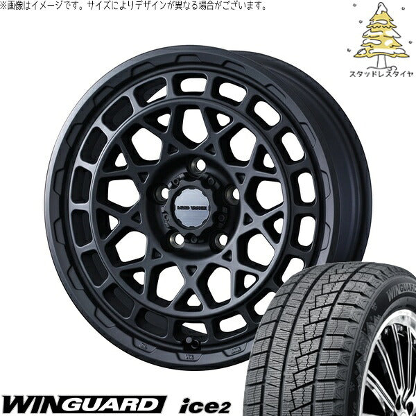 ネクセン ウィンガード アイス2 225/55R17 ＋ マッドヴァンスX タイプM フルマットブラック 17インチ 7J +38 5H114.3P スタッドレス・ホイール4本セット。1枚目。