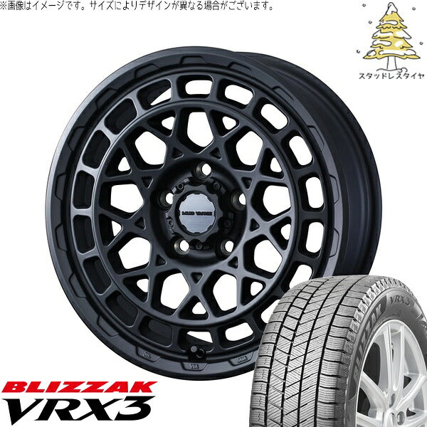 ブリヂストン ブリザック VRX3 215/55R17 ＋ マッドヴァンスX タイプM フルマットブラック 17インチ 7J +38 5H114.3P スタッドレス・ホイール4本セット。1枚目。